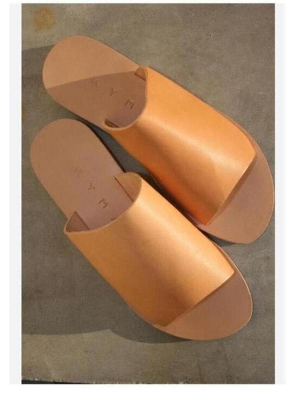 KYMA KALYMNOS OPEN TOE SLIDES - NATURAL TAN Size 38 Sandals - Picture 2 of 12